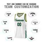 Custom White Hunter Green Old Gold Side Diamond Shapes Stripes Basketball Jersey | BuyFootballJersey