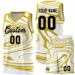 Custom White Old Gold Graffiti Pattern Fluids Style Sports Uniform Basketball Jersey Sets | BuyFootballJersey