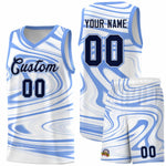 Custom White Light Blue Graffiti Pattern Fluids Style Sports Uniform Basketball Jersey Sets | BuyFootballJersey