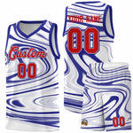 Custom White Royal Graffiti Pattern Fluids Style Sports Uniform Basketball Jersey Sets | BuyFootballJersey
