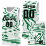 Custom White Kelly Green Graffiti Pattern Fluids Style Sports Uniform Basketball Jersey Sets | BuyFootballJersey