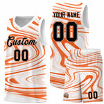 Custom White Orange Graffiti Pattern Fluids Style Sports Uniform Basketball Jersey Sets | BuyFootballJersey