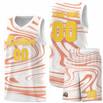 Custom White Light Orange Graffiti Pattern Fluids Style Sports Uniform Basketball Jersey Sets | BuyFootballJersey