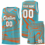 Custom Aqua Orange Graffiti Pattern Fluids Style Sports Uniform Basketball Jersey Sets | BuyFootballJersey
