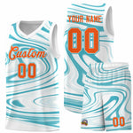 Custom White Aqua Graffiti Pattern Fluids Style Sports Uniform Basketball Jersey Sets | BuyFootballJersey
