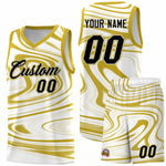 Custom White Old Gold Graffiti Pattern Fluids Style Sports Uniform Basketball Jersey Sets | BuyFootballJersey