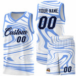 Custom White Light Blue Graffiti Pattern Fluids Style Sports Uniform Basketball Jersey Sets | BuyFootballJersey