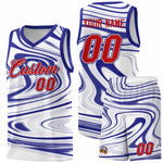Custom White Royal Graffiti Pattern Fluids Style Sports Uniform Basketball Jersey Sets | BuyFootballJersey