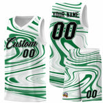 Custom White Kelly Green Graffiti Pattern Fluids Style Sports Uniform Basketball Jersey Sets | BuyFootballJersey
