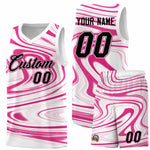 Custom White Pink Graffiti Pattern Fluids Style Sports Uniform Basketball Jersey Sets | BuyFootballJersey