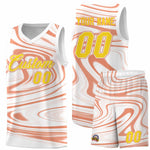 Custom White Light Orange Graffiti Pattern Fluids Style Sports Uniform Basketball Jersey Sets | BuyFootballJersey