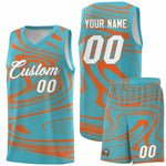 Custom Aqua Orange Graffiti Pattern Fluids Style Sports Uniform Basketball Jersey Sets | BuyFootballJersey