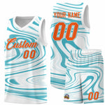 Custom White Aqua Graffiti Pattern Fluids Style Sports Uniform Basketball Jersey Sets | BuyFootballJersey