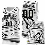 Custom White Black Graffiti Pattern Fluids Style Sports Uniform Basketball Jersey Sets | BuyFootballJersey