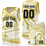 Custom White Old Gold Graffiti Pattern Fluids Style Sports Uniform Basketball Jersey Sets | BuyFootballJersey