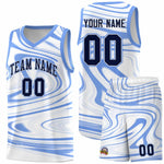 Custom White Light Blue Graffiti Pattern Fluids Style Sports Uniform Basketball Jersey Sets | BuyFootballJersey