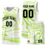 Custom White Light Green Graffiti Pattern Fluids Style Sports Uniform Basketball Jersey Sets | BuyFootballJersey
