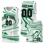 Custom White Kelly Green Graffiti Pattern Fluids Style Sports Uniform Basketball Jersey Sets | BuyFootballJersey