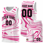 Custom White Pink Graffiti Pattern Fluids Style Sports Uniform Basketball Jersey Sets | BuyFootballJersey