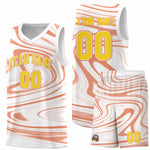 Custom White Light Orange Graffiti Pattern Fluids Style Sports Uniform Basketball Jersey Sets | BuyFootballJersey