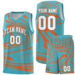 Custom Aqua Orange Graffiti Pattern Fluids Style Sports Uniform Basketball Jersey Sets | BuyFootballJersey