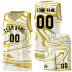 Custom White Old Gold Graffiti Pattern Fluids Style Sports Uniform Basketball Jersey Sets | BuyFootballJersey