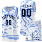 Custom White Light Blue Graffiti Pattern Fluids Style Sports Uniform Basketball Jersey Sets | BuyFootballJersey