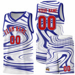 Custom White Royal Graffiti Pattern Fluids Style Sports Uniform Basketball Jersey Sets | BuyFootballJersey