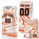 Custom White Orange Graffiti Pattern Fluids Style Sports Uniform Basketball Jersey Sets | BuyFootballJersey