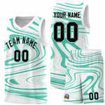 Custom White Bright Green Graffiti Pattern Fluids Style Sports Uniform Basketball Jersey Sets | BuyFootballJersey