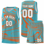 Custom Aqua Orange Graffiti Pattern Fluids Style Sports Uniform Basketball Jersey Sets | BuyFootballJersey