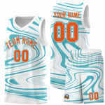 Custom White Aqua Graffiti Pattern Fluids Style Sports Uniform Basketball Jersey Sets | BuyFootballJersey