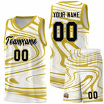 Custom White Old Gold Graffiti Pattern Fluids Style Sports Uniform Basketball Jersey Sets | BuyFootballJersey