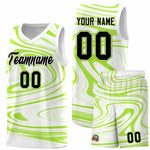 Custom White Light Green Graffiti Pattern Fluids Style Sports Uniform Basketball Jersey Sets | BuyFootballJersey