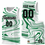 Custom White Kelly Green Graffiti Pattern Fluids Style Sports Uniform Basketball Jersey Sets | BuyFootballJersey