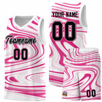 Custom White Pink Graffiti Pattern Fluids Style Sports Uniform Basketball Jersey Sets | BuyFootballJersey