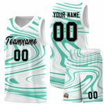 Custom White Bright Green Graffiti Pattern Fluids Style Sports Uniform Basketball Jersey Sets | BuyFootballJersey