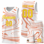 Custom White Light Orange Graffiti Pattern Fluids Style Sports Uniform Basketball Jersey Sets | BuyFootballJersey