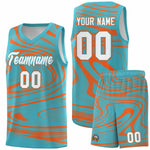 Custom Aqua Orange Graffiti Pattern Fluids Style Sports Uniform Basketball Jersey Sets | BuyFootballJersey