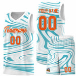 Custom White Aqua Graffiti Pattern Fluids Style Sports Uniform Basketball Jersey Sets | BuyFootballJersey