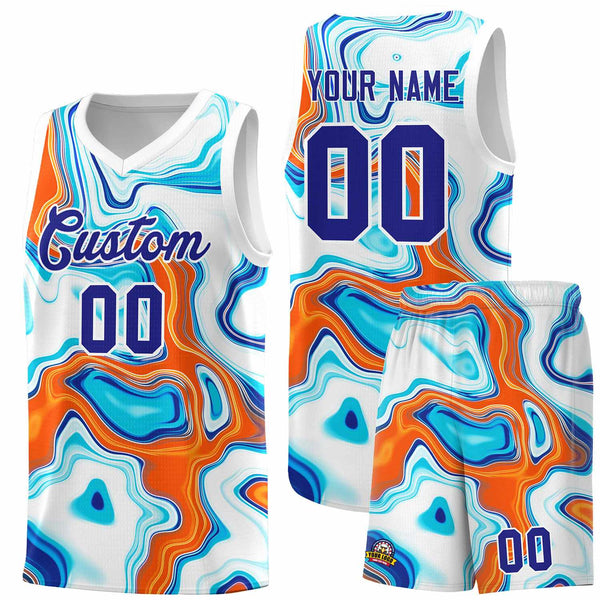 Custom White Fluid Painting Pattern Sports Uniform Basketball Jersey | BuyFootballJersey