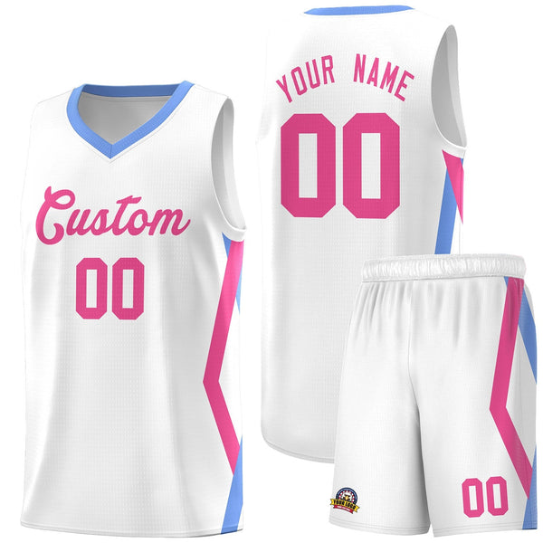Custom White Side Rhombus Graffiti Pattern Sets Basketball Jersey | BuyFootballJersey