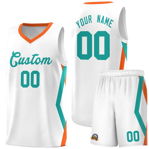 Custom White Side Rhombus Graffiti Pattern Sets Basketball Jersey | BuyFootballJersey