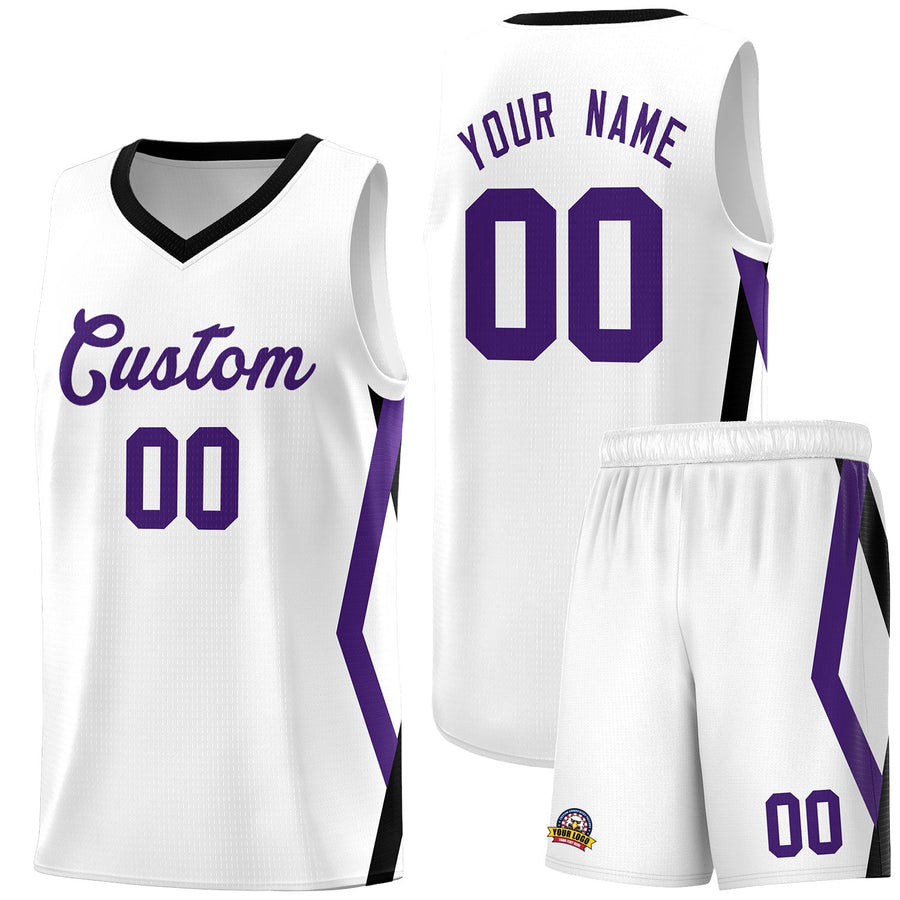 Custom White Side Rhombus Graffiti Pattern Sets Basketball Jersey | BuyFootballJersey