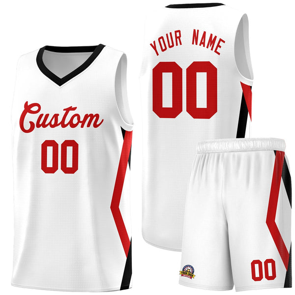 Custom White Side Rhombus Graffiti Pattern Sets Basketball Jersey | BuyFootballJersey