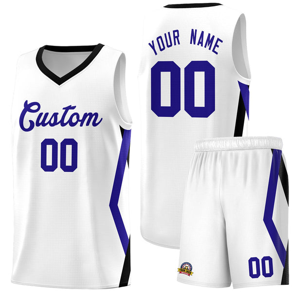 Custom White Side Rhombus Graffiti Pattern Sets Basketball Jersey | BuyFootballJersey