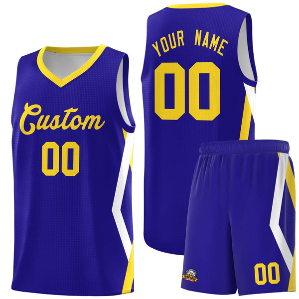 Custom Royal Side Rhombus Graffiti Pattern Sets Basketball Jersey | BuyFootballJersey