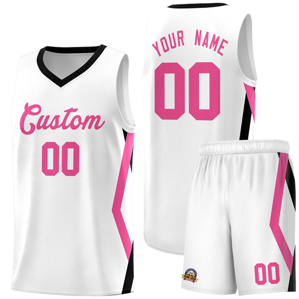 Custom White Side Rhombus Graffiti Pattern Sets Basketball Jersey | BuyFootballJersey