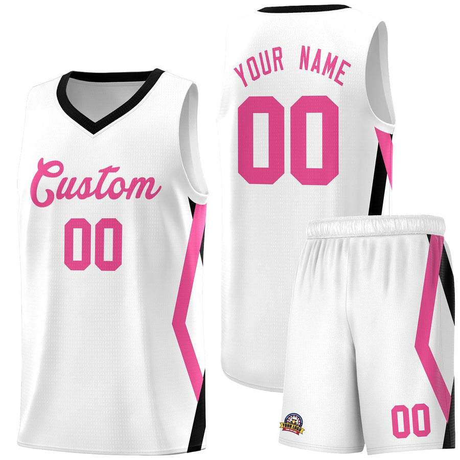 Custom White Side Rhombus Graffiti Pattern Sets Basketball Jersey | BuyFootballJersey