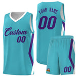Custom Sky Blue Side Rhombus Graffiti Pattern Sets Basketball Jersey | BuyFootballJersey